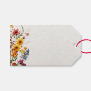 Pressed Flowers Bridal Shower Label Tags