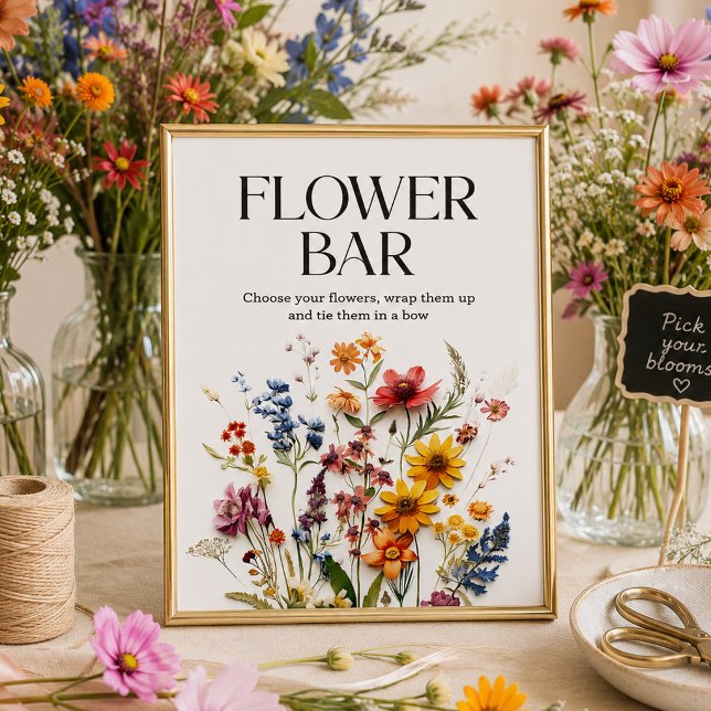 Pressed Flowers Wildflower Flower Bar Sign (Creator Uploaded)