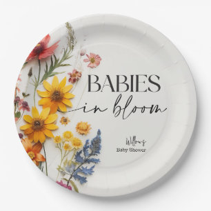 Pressed Flowers Wildflower Twins Baby Shower Paper Plate