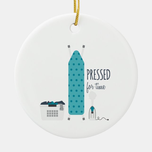 Pressed For Time Ceramic Ornament (Front)