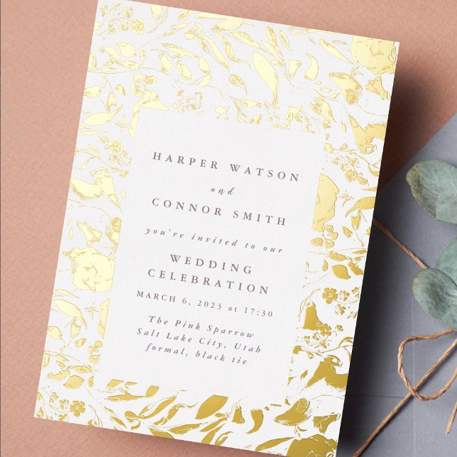 Pressed Gold Leaf Wildflowers Wedding Frame (Creator Uploaded)