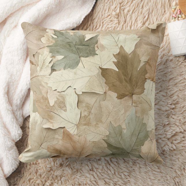 Pressed Leaf Harmony – Vintage Botanical (4) Throw Pillow (Blanket)
