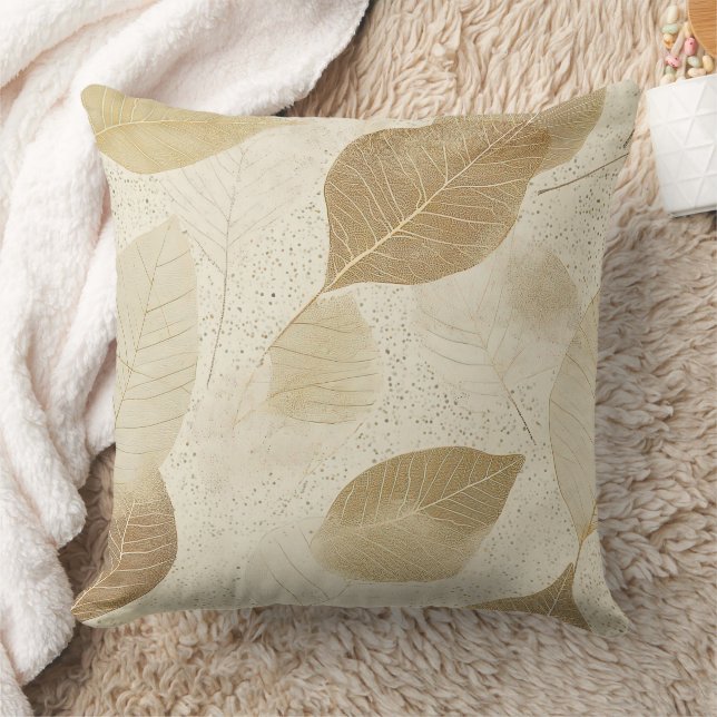 Pressed Leaf Harmony – Vintage Botanical (5) Throw Pillow (Blanket)
