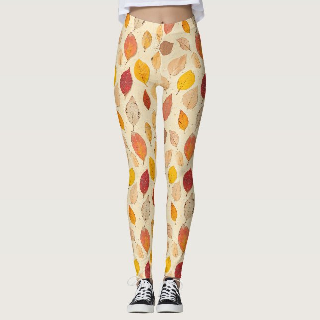 Pressed Leaf Harmony – Vintage Botanical Leggings (Front)