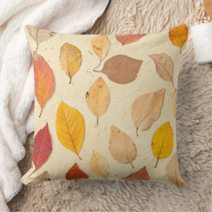 Pressed Leaf Harmony – Vintage Botanical Throw Pillow