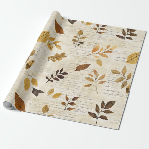 Pressed Leaves Pattern in Warm Earthy Tones Wrapping Paper