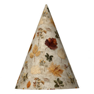 Pressed Leaves & Script  Paper Party Hats