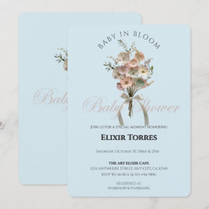 Pressed Wildflower Baby in Bloom Boho Baby Shower Invitation