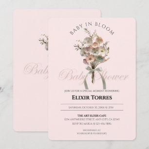 Pressed Wildflower Baby in Bloom Boho Baby Shower Invitation
