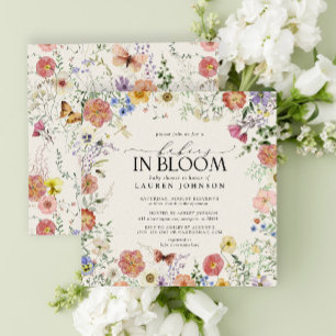 Pressed Wildflower Floral Babies in Bloom Shower Invitation