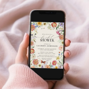 Pressed Wildflower Floral Frame Bridal Shower Invitation