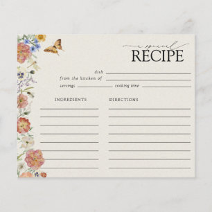 Pressed Wildflower Floral Frame Recipe Card