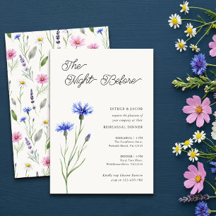 Pressed Wildflower Night Before Rehearsal Dinner Invitation
