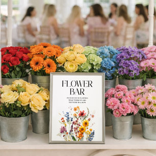 Pressed Wildflowers Baby Shower Flower Bar Sign
