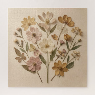Pressed Wildflowers Botanical Bouquet Vintage Jigsaw Puzzle