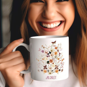 Pressed Wildflowers Botanical Floral Name Coffee Mug