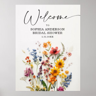Pressed Wildflowers Bridal Shower Poster Sign