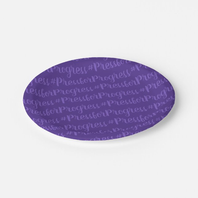 #PressforProgress HashTag International Womens Day Paper Plate (Angled)