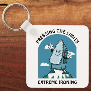 Pressing Limits Extreme Ironing Funny Iron Keychain