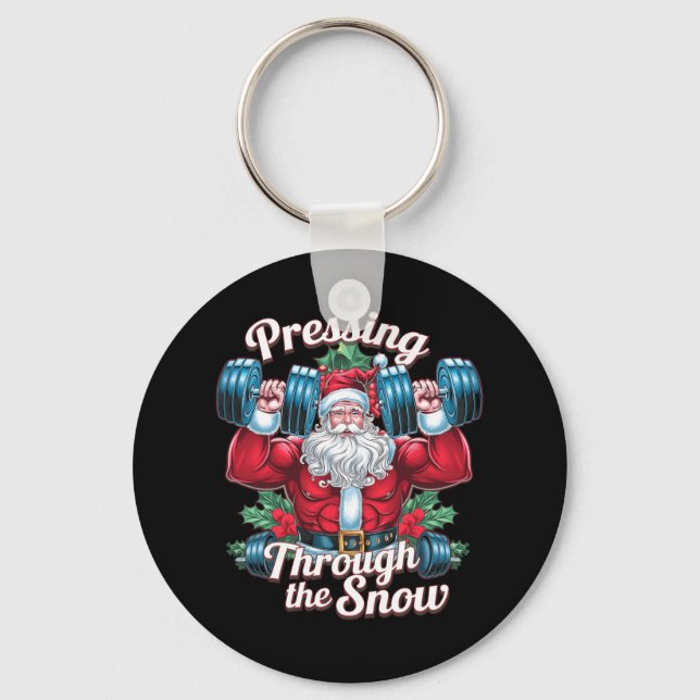 Pressing Through The Snow Santa Claus Christmas Gy Keychain (Front)