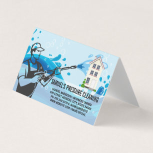 Pressure Cleaning Worker Soap Bubbles Business Card
