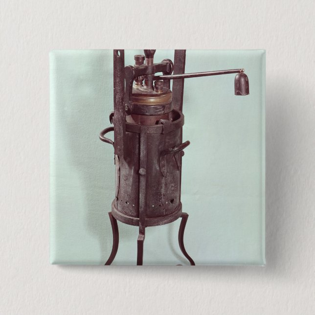 Pressure cooker invented by Denis Papin  1679 2 Inch Square Button (Front)