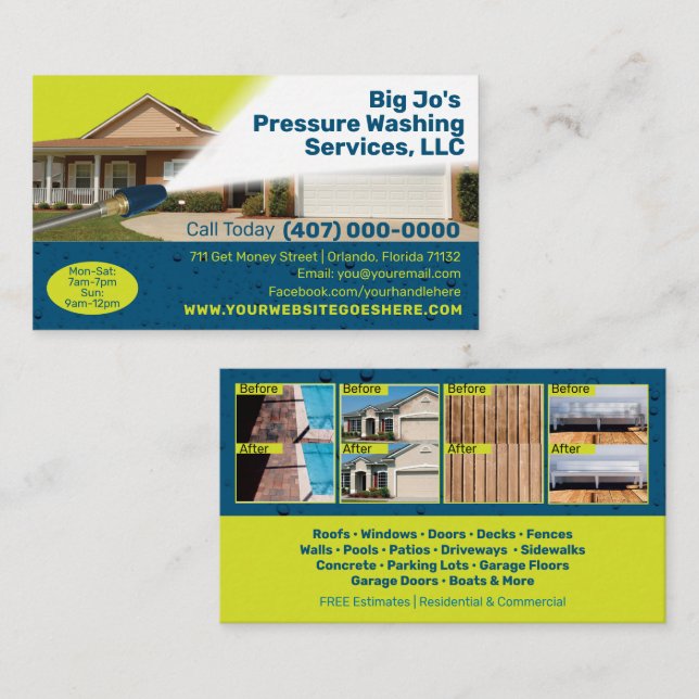 Pressure /Power Washing Business Card (Front/Back)