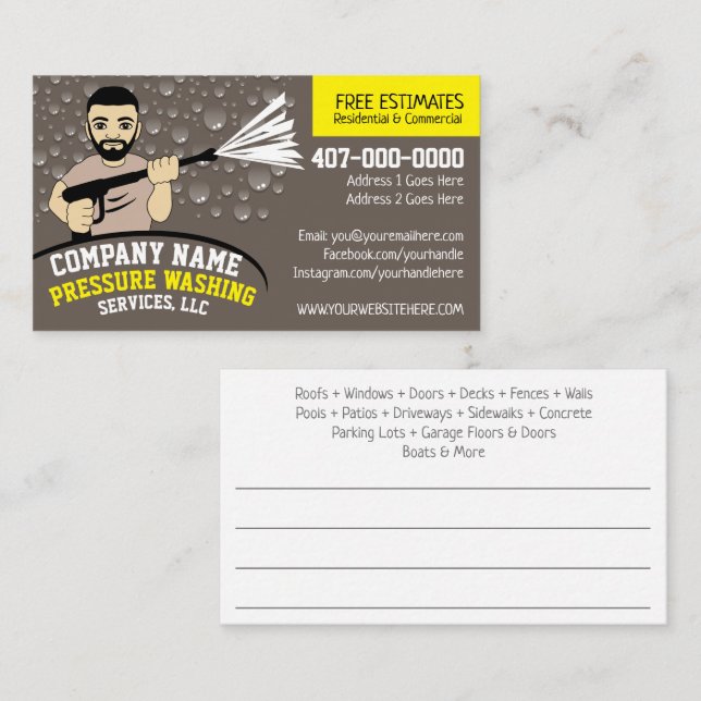 Pressure Power Washing & Cleaning Customizable Bus Business Card (Front/Back)
