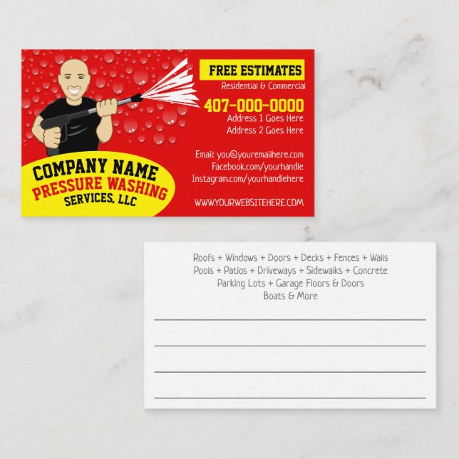 Pressure Power Washing & Cleaning Customizable Bus Business Card (Front/Back)