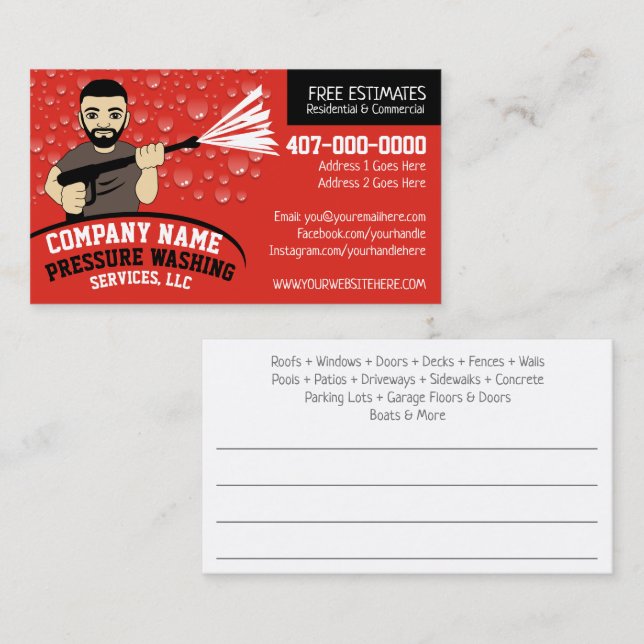 Pressure Power Washing & Cleaning Customizable Bus Business Card (Front/Back)