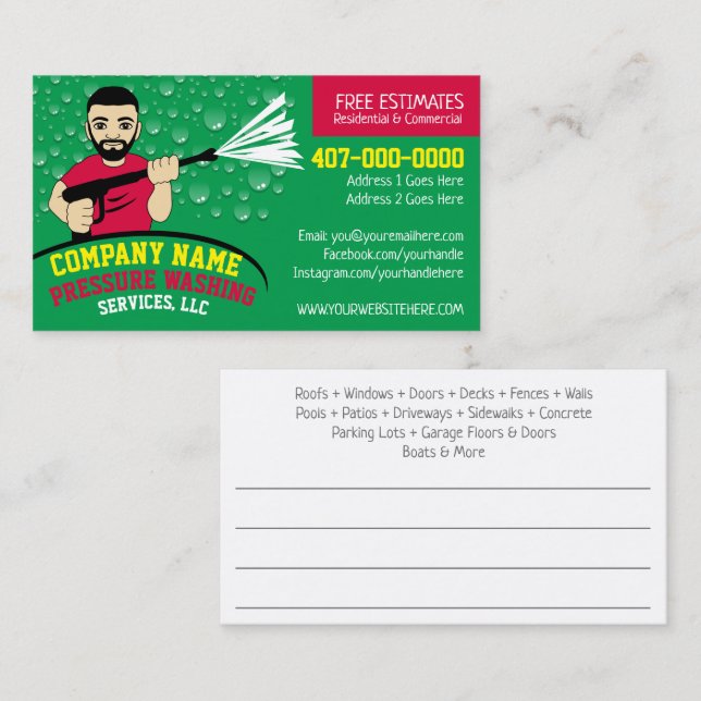 Pressure Power Washing & Cleaning Customizable Bus Business Card (Front/Back)