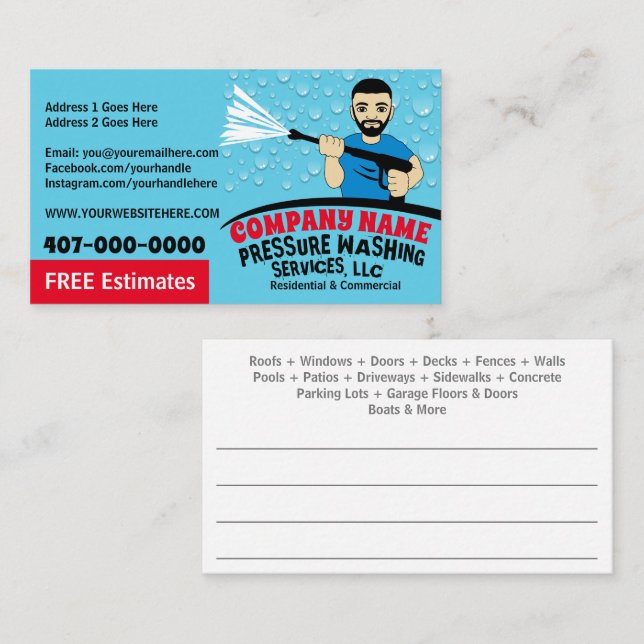 Pressure Power Washing & Cleaning Customizable Bus Business Card (Front/Back)