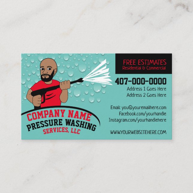 Pressure Power Washing & Cleaning Customizable Bus Business Card (Front)