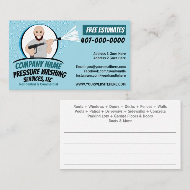 Pressure Power Washing & Cleaning Customizable Business Card (Front/Back)