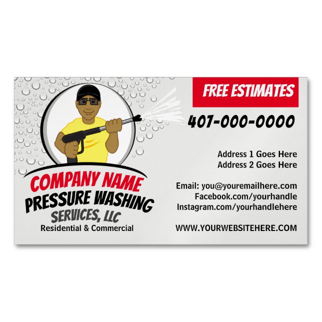 Pressure Power Washing & Cleaning Customizable Magnetic Business Card (Front)