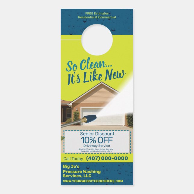 Pressure Power Washing Customizable Template Door Hanger (Front)
