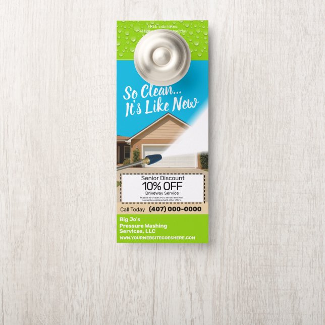 Pressure Power Washing Customizable Template Door Hanger (On Knob)