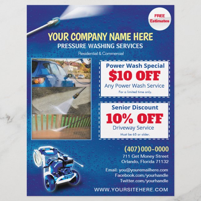 Pressure Power Washing  Flyer Template (Front)