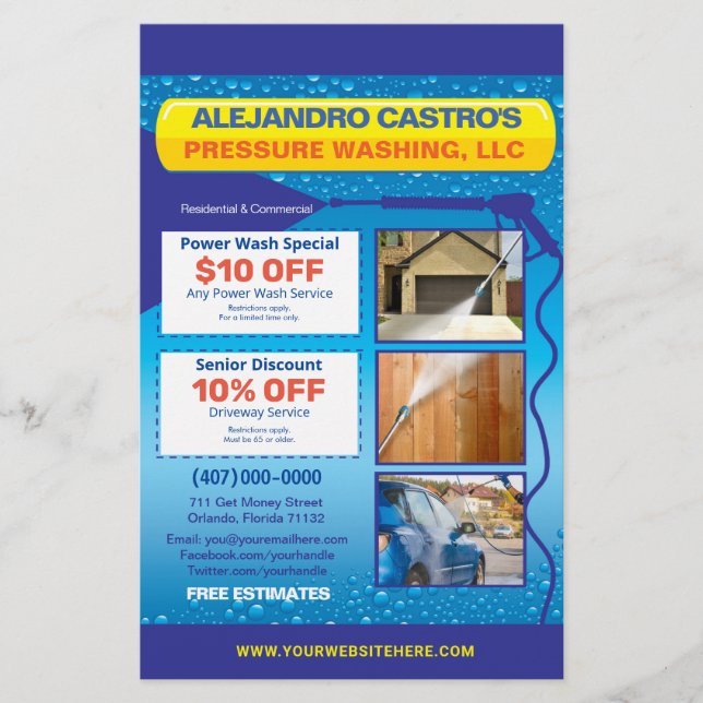 Pressure Power Washing  Half Page Flyer Template (Front)