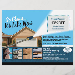 Pressure Power Washing Half Page  Flyer Template