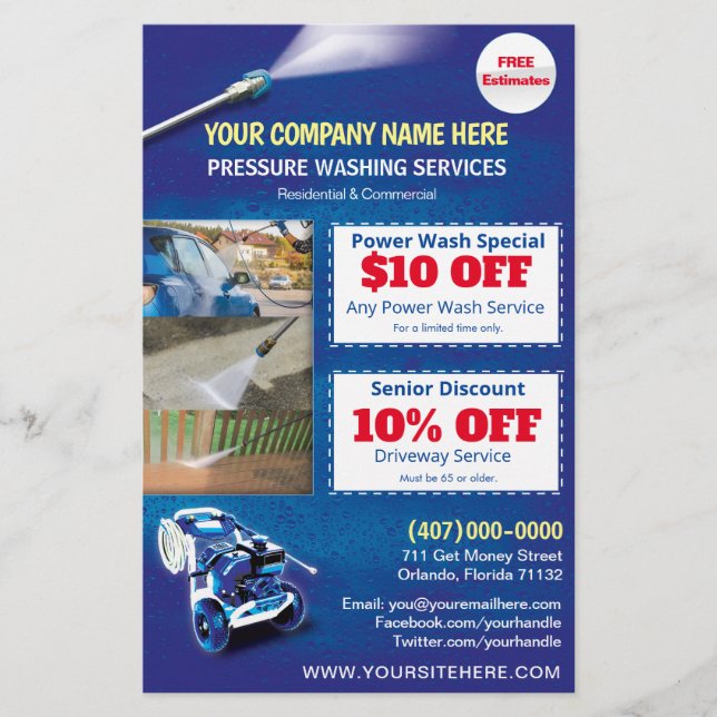 Pressure Power Washing  Half Page Template (Front)