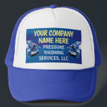 Pressure Power Washing Template Trucker Hat<br><div class="desc">Customize this pressure washing (power washing)  trucker hat template design to suit your needs and business. This pressure washing template displays pressure washer and water beads background.</div>