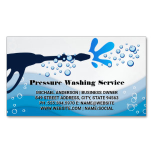 Pressure Wash Water Spray Soap Bubbles Business Magnetic Business Card