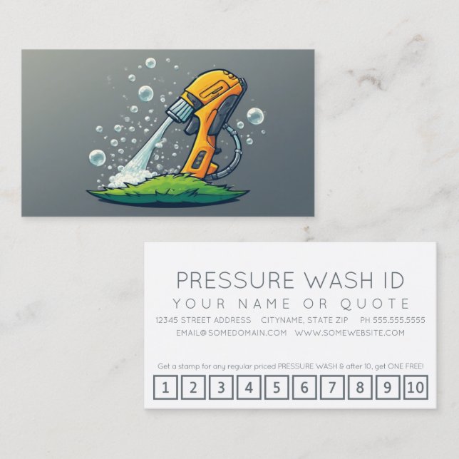 PRESSURE WASHER customer loyalty punch card (Front/Back)