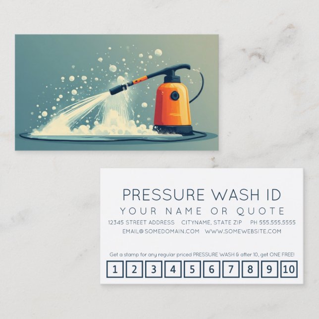 PRESSURE WASHER customer loyalty punch card (Front/Back)