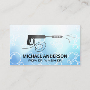 Pressure Washer Logo Soap Bubbles Business Card