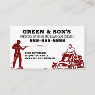 Pressure washing and Lawn Care Business Card