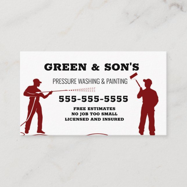 Pressure washing and Painting Business Card (Front)