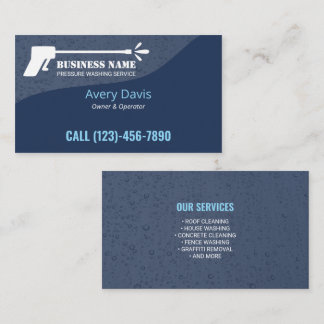 Pressure Washing Blue Power Wash House Cleaning Business Card