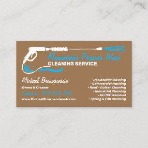 Pressure Washing Brown Power Wash CLEANING Business Card